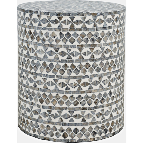 Global Archive Small Capiz Accent Side Table in Grey Tribal